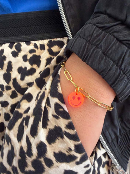 Büroklammer-Armband mit neonfarbenen Smiley-Charms