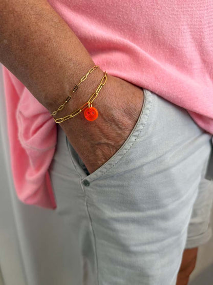 Büroklammer-Armband mit neonfarbenen Smiley-Charms