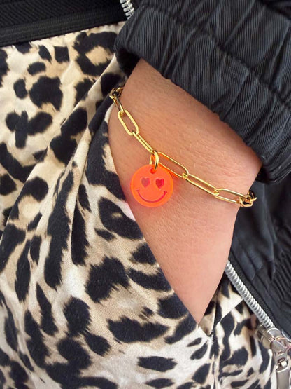 Büroklammer-Armband mit neonfarbenen Smiley-Charms
