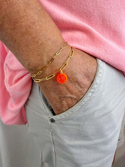 Büroklammer-Armband mit neonfarbenen Smiley-Charms