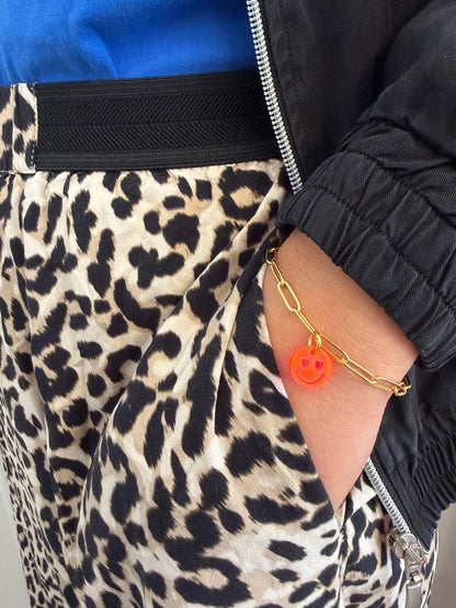Büroklammer-Armband mit neonfarbenen Smiley-Charms