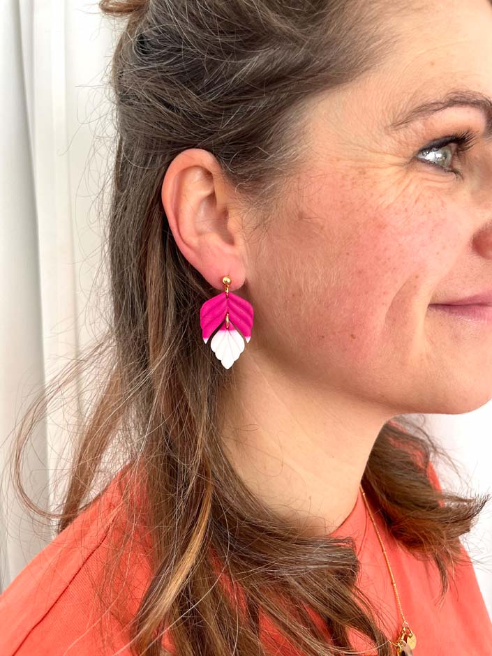 FLORA LEAF DUO – Pink & Weiß - CousinClay