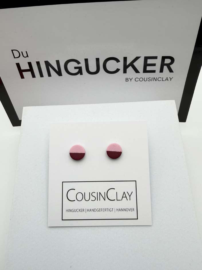 DUO - Ohrstecker  | Rosa ▪️zarter Goldstreifen▪️Burgunder