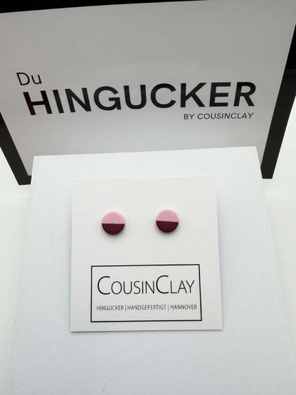 DUO - Ohrstecker  | Rosa ▪️zarter Goldstreifen▪️Burgunder