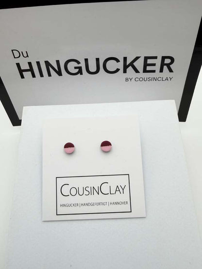 DUO - Ohrstecker  | Rosa ▪️zarter Goldstreifen▪️Burgunder