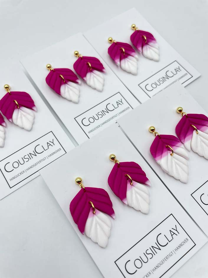 FLORA LEAF DUO – Pink & Weiß - CousinClay