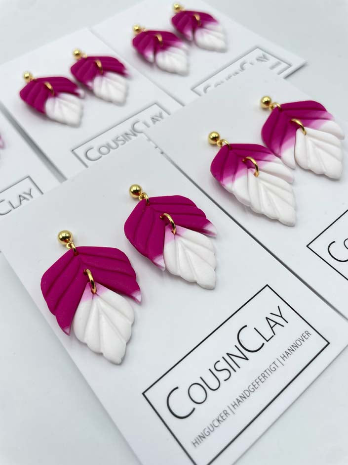 FLORA LEAF DUO – Pink & Weiß - CousinClay